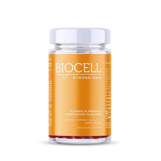 BIOCELL Strong Hair, vitaminų ir mineralų kompleksas plaukų grožiui