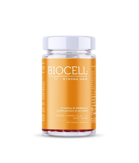 BIOCELL Strong Hair, vitaminų ir mineralų kompleksas plaukų grožiui