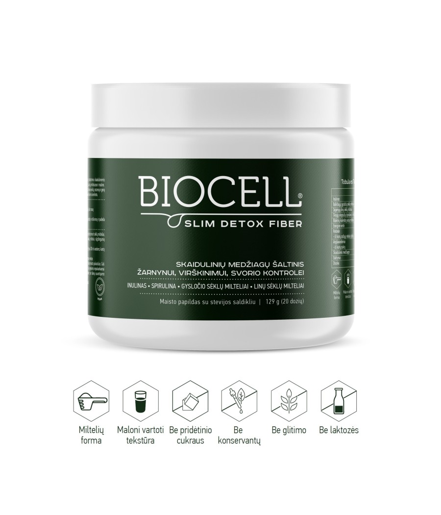 BIOCELL Slim Detox Fiber, skaidulos žarnynui, virškinimui, svorio kontrolei