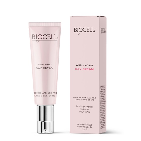 BIOCELL Anti-Aging Day Cream – Dieninis kremas nuo raukšlių su peptidais ir niacinamidu | 50 ml