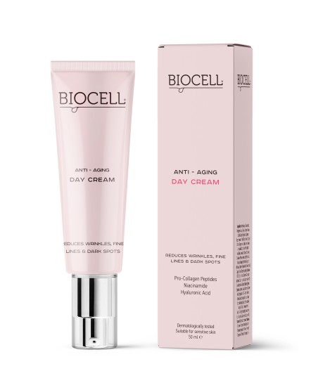 Dieninis veido kremas nuo raukšlių su peptidais ir niacinamidu – BIOCELL Anti-Aging Day Cream | 50 ml