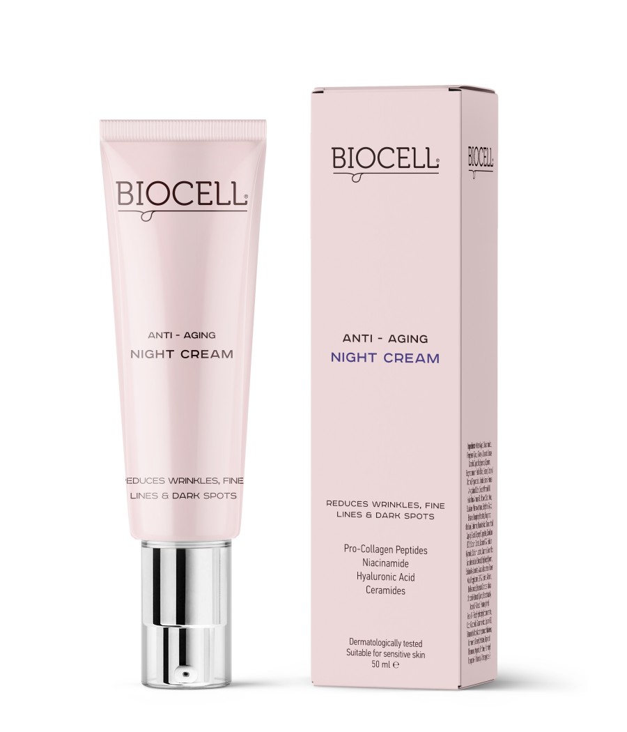 BIOCELL Anti-Aging Night Cream – Naktinis kremas nuo raukšlių su peptidais ir ceramidais | 50 ml