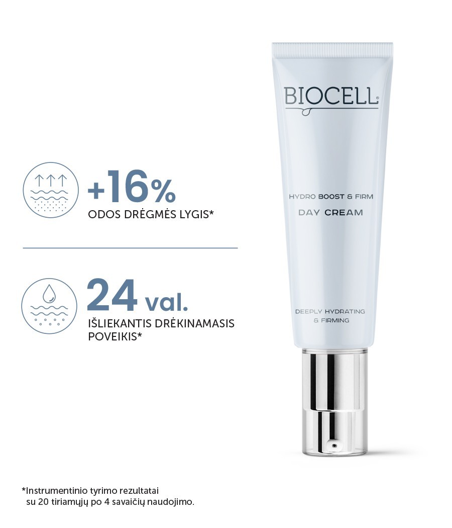 Drėkinantis ir stangrinantis veido kremas – BIOCELL Hydro Boost & Firm Day Cream SPF10