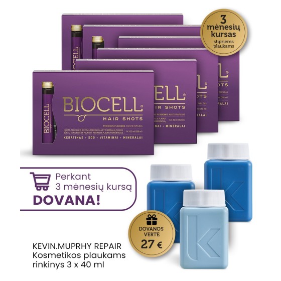 3 mėn kursas plaukų būklei atstatyti – BIOCELL Hair Shots