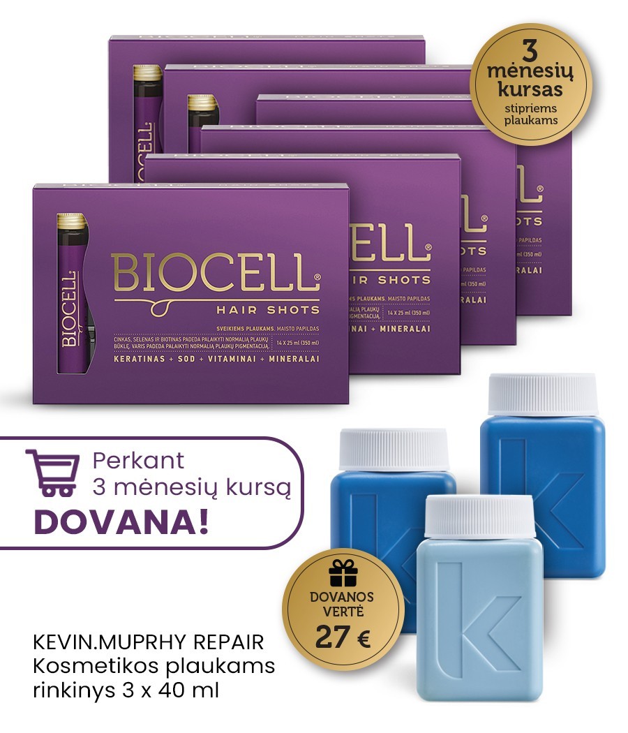 3 mėn kursas plaukų būklei atstatyti – BIOCELL Hair Shots