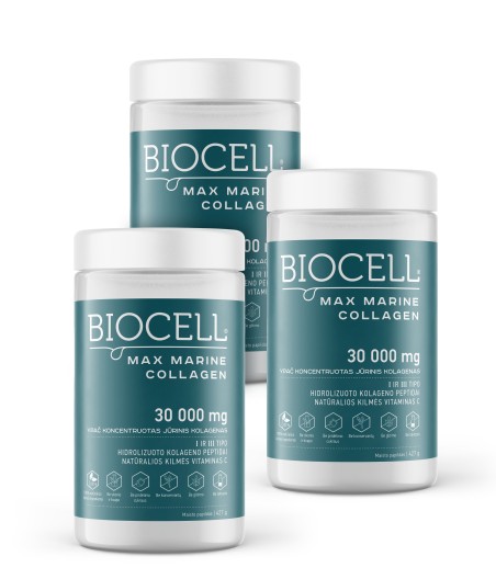 Jūrinis kolagenas BIOCELL Max Marine rinkinys, 3 vnt