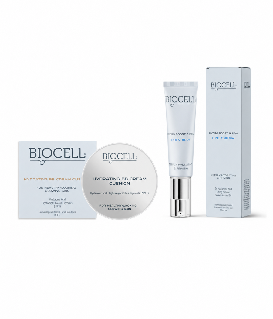 BB kremas kušonas BIOCELL Hydrating BB Cream Cushion + DOVANA paakių kremas BIOCELL 15 ml