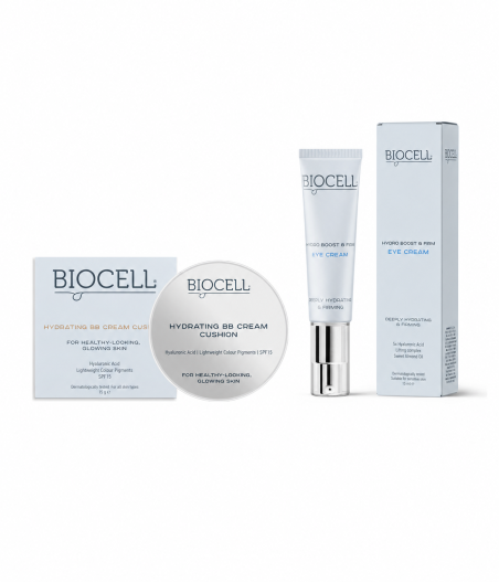 BB kremas kušonas BIOCELL Hydrating BB Cream Cushion + DOVANA paakių kremas BIOCELL 15 ml