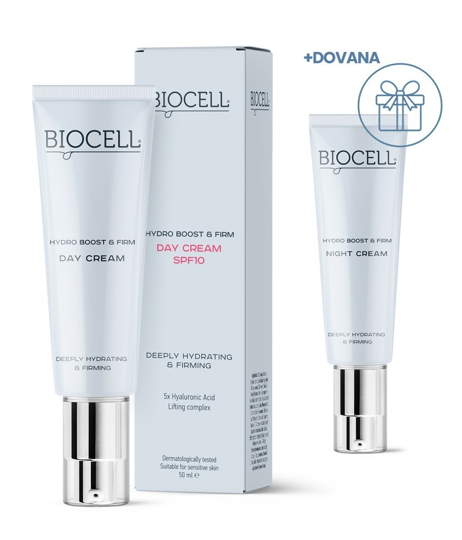 Dieninis veido kremas BIOCELL Hydro Boost & Firm SPF10 50 ml + DOVANA naktinis kremas BIOCELL 50 ml
