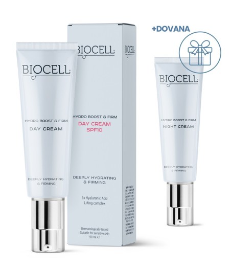 Dieninis veido kremas BIOCELL Hydro Boost & Firm SPF10 50 ml + DOVANA naktinis kremas BIOCELL 50 ml