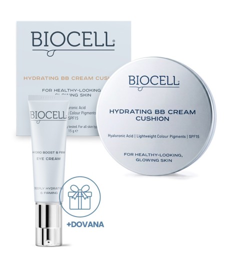 BB kremas kušonas BIOCELL Hydrating BB Cream Cushion + DOVANA paakių kremas BIOCELL 15 ml
