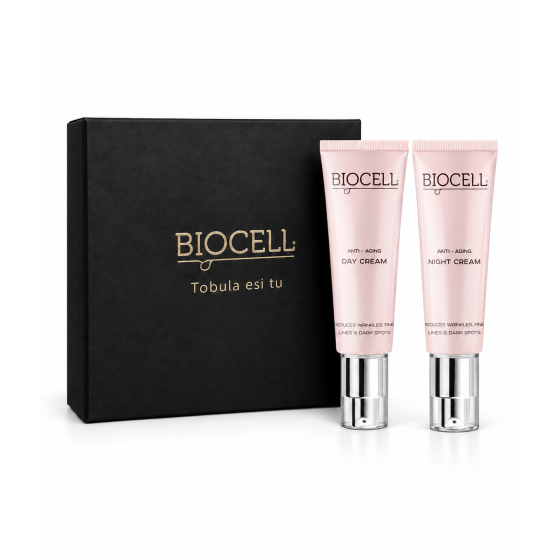 Dovanų rinkinys moteriai: dieninis ir naktinis kremas – BIOCELL Anti-Aging