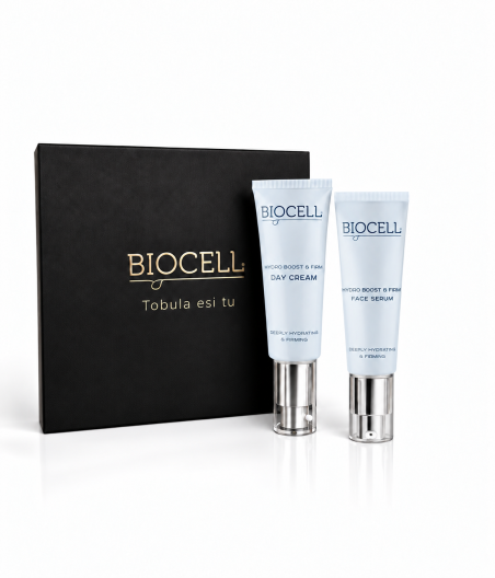 Drėkinamasis veido priežiūros rinkinys: dieninis kremas su SPF ir veido serumas – BIOCELL Hydro Boost & Firm