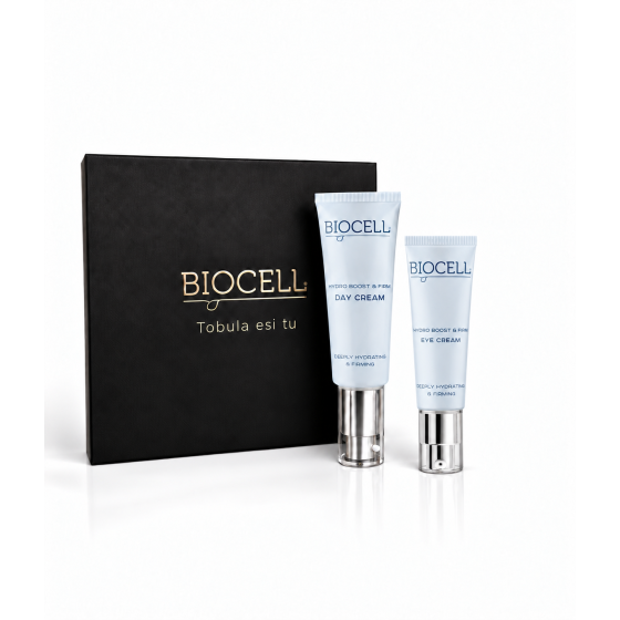 Veido ir paakių priežiūros rinkinys: dieninis kremas su SPF ir paakių kremas – BIOCELL Hydro Boost & Firm