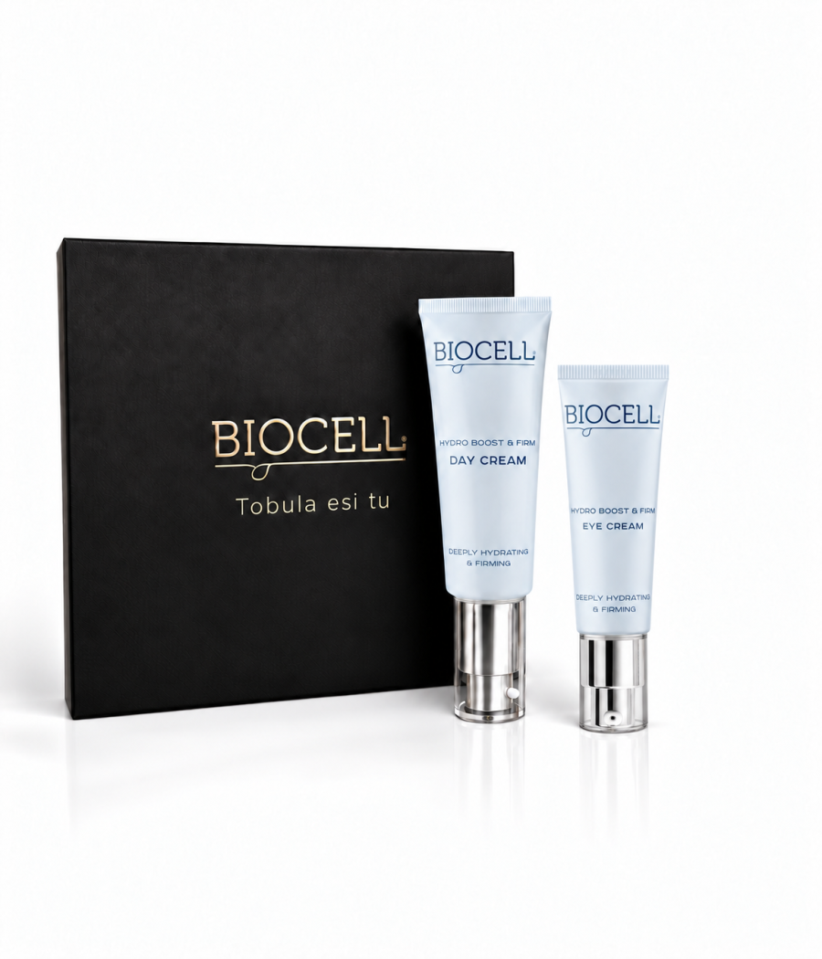Veido ir paakių priežiūros rinkinys: dieninis kremas su SPF ir paakių kremas – BIOCELL Hydro Boost & Firm