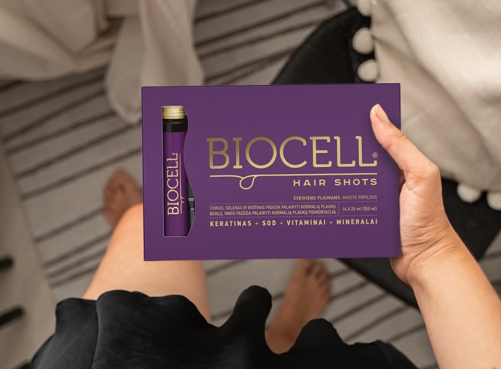 BIOCELL Hair Shots, geriamas keratinas su vitaminais ir mineralais plaukams